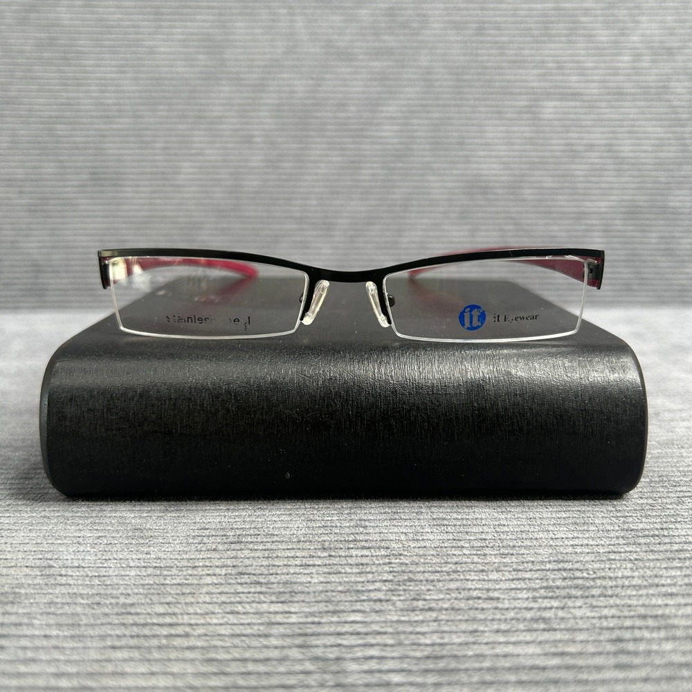 It Eyewear VS13 M.Black Pink Rectangular Semi-Rimless Y2k Eyeglass Frames